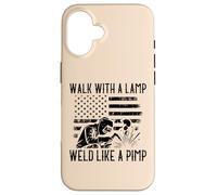 Soldador Caminar con Lámpara Soldar como Proxeneta Divertido Bandera De Estados Unidos Humor Hombres Carcasa para iPhone 16