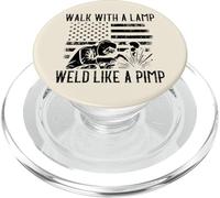 Soldador Caminar con Lámpara Soldar como Proxeneta Divertido Bandera De Estados Unidos Humor Hombres PopSockets PopGrip para MagSafe