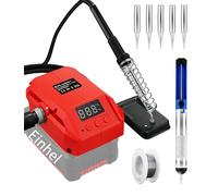 Soldador con batería para batería Einhell de 18 V, soporte de soldador Work para Einhell Power X-Change batería de 18 V, pantalla LCD de 60 W, temperatura ajustable de 180 - 480 °C, soldador