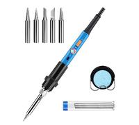 Soldador de estaño 60W Kit del Soldador con 5 Puntas,Soldador Estaño Profesional con Temperatura Ajustable 220℃~480℃,Soporte, Bomba Desoldadora Alambre de Soldadurapara el Uso Diversamente Reparado