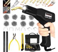 Soldador de plástico de 220 W, 2 em 1 soldagem de plástico, 800 grampos,reparação de para-choques de carro,com 2 peças hastes de soldagem, alicates e facas(negro)