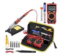 Soldador Eléctrico De 80W, Temperatura Ajustable LCD Con Puntas Y Kits Pistola For Soldar Calidad Fácil Soldadura Suave(Red kit-01)