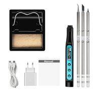 Soldador Estaño a Bateria, Soldador USB-C Inteligente Kit Soldering Iron electronica 90-480℃, 65 W, Soldador Inalambrico Portatil con pantalla digital y 3 puntas de repuesto, compacto y ligero