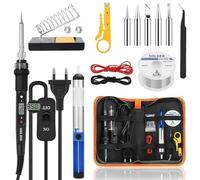 Soldador Estaño, Temperatura Ajustable 80 W (180 ℃-500 ℃), Soldador de Estaño 15 en 1 con 5 guasti saldatore,Pompa dissaldante,Filo di saldatura, Riparazioni Elettroniche