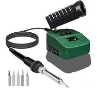 Soldador inalámbrico de 18 V con temperatura ajustable de 180 a 480 °C y calentamiento rápido de 300.0 °C en 10 segundos, puertos de carga USB duales, ABS compacto+diseño de metal para taller y