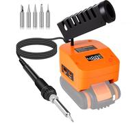 Soldador inalámbrico para batería Worx de 20 V, calentamiento rápido, estación de soldadura LCD digital eléctrica con puertos de carga USB y tipo C, juego de soldador portátil ajustable para bricolaje