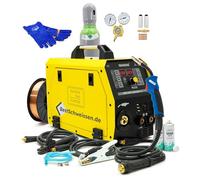 Soldador MIG MAG con Gas sin Gas MAGNUM 210L - Soldador Hilo MIG 200A Synergia 4x4 - Soldadora MAG MMA FLUX - Inverter IGBT 230V - Kit Botella Ar/CO2 8L Nueva Llena Alambre 5kg Accesorios (juego 1)