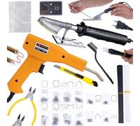 Soldador para alisar plástico con kit de plástico y redes + grapadora plástica en estuche 200 grapas + 800 grapas 8 tipos