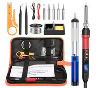 Soldadores de Estaño,Preciva 80W Kit de Soldadura Digital con Pantalla LCD, Temperatura Ajustable de 220-500°C, 5 Puntas, Soporte y 30g de Alambre de Soldadura para Reparaciones Diversas.