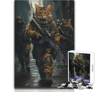 Soldados Gatos bajo la Lluvia - Rompecabezas de 1000 Piezas para Adultos, Regalo Educativo, Juego de Habilidad Mental, selección de Regalos memorables y considerados, tamaño 38x26cm