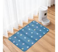 Solday Alfombrilla antideslizante para comedero para perros, gatos, 60 x 40 cm, alfombrilla para comida para mascotas, impermeable y antideslizante (azul azul)