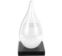 Soldela Barómetro de Cristal - Botella de Pronóstico Meteorológico - Cristal de Tormenta 20 cm - Base de Madera - Ideal para Un Regalo o para Decorar la Casa u Oficina