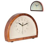 SOLDELA Reloj de sobremesa Estilo Retro - Reloj Despertador analógico con manecillas clásicas - Silencioso y sin Tic TAC - Luz LED por Simple presión - Diseño de Madera - 26 CM