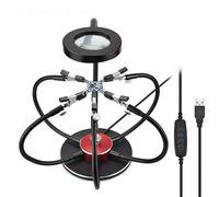 Soldering Iron Holder USB LED Lights 3X Magnifying Glass 6 Pcs Flexible Arms Soldering Station Third Hand Welding Tool