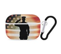 Soldier Saluting America Flag - Funda protectora para AirPods Pro con anillo de llavero de PC, funda protectora rígida para AirPods Pro 2nd para mujeres y hombres, funda de protección contra caídas