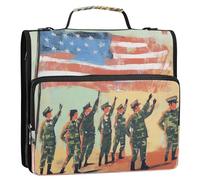 Soldiers Marching in Parade - Carpeta de 3 anillas de 1.5 pulgadas con bolsillos adicionales con correa para el hombro y asa, impermeable, organizador de portafolios para escuela/oficina