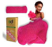 SolDove - Esponja de baño africana de red africana, esponja exfoliante para la ducha, exfoliante para la espalda, exfoliante para la piel, color rosa