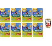 Sole e Luna Maxi N°5 Junior Es absorbente, envuelta, es cómoda de 11 a 25 kg, 8 paquetes de 16 unidades + Polpa italiana Gourmet 400 g