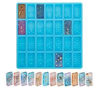 Soleebee Moldes de resina de dominó, silicona azul, piedras de dominó, resina epoxi, molde de resina de fundición, molde de silicona, kit de manualidades, accesorios para fundición de resina