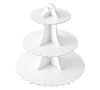 Soleebee Soporte para tartas de cartón, 3 niveles, soporte para cupcakes, porta muffins, accesorio para fiestas de cumpleaños, bodas, fiestas, tartas, sándwiches (1 pieza, blanco)