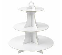 Soleebee Soporte para tartas de cartón, 3 niveles, soporte para cupcakes, soporte para torre de postre, soporte para magdalenas, accesorios de fiesta para bodas, panecillos (1 unidad, blanco)