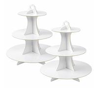 Soleebee Soporte para tartas de cartón, 3 niveles, soporte para cupcakes, soporte para torre de postres, soporte para magdalenas, suministros para fiestas, bodas, panecillos (2 unidades, blanco)