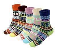 Soleeya 5 Pares Calcetines Invierno Mujer de Lana Térmicos Talla 35-39, Suave y Cálidos Calcetines Termicos Lana Mujer Multicolor para Invierno (A)