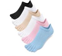 Soleeya 6 Pares Calcetines Dedos Mujer Invisibles Talla 35-40, Calcetines Tobilleros 5 Dedos Separadores Deportes Algodón Alineadores Mujer para Deporte