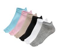 Soleeya 6 Pares Calcetines Dedos Mujer Talla 35-40, Calcetines 5 Dedos Deportes Algodón Calcetines Tobilleros Separadores de Dedos para Mujer