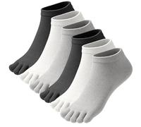 Soleeya 6 Pares Calcetines Dedos Running Hombre Talla 39-44, Transpirable Calcetines con Dedos Separados Tobilleros Cortos Deporte Hombre de Algodón para Correr Informal (Gris claro)