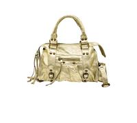 Soleil Chic Bolso pequeño Mujer Cuero auténtico Italiano, Bolso de hombro Vintage con Cremallera (Oro), dorado, talla única, Vintage