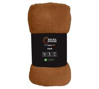 Soleil d'ocre Calin Manta Franela, Marrón (Tierra), 220 x 240 cm