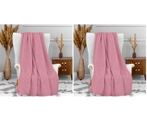 Soleil d'ocre COCOCOONING Plaid Microfibra, Rosa, 120 x 160 cm (Paquete de 2)