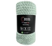 Soleil d'ocre Cocooning, Manta de 180 x 220 cm, Verde Agua