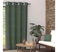 Soleil d'ocre PANAMA Cortina con ojales puro algodón, Verde (Kaki), 135 x 250 cm