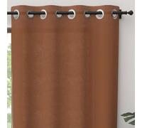 Soleil d'ocre PANAMA Cortina con ojales puro algodón, Marrón (Tierra), 140 x 300 cm