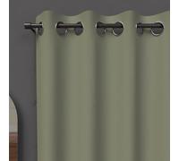 Soleil d'ocre Cortina con Ojales Blackout, Verde (Kaki), 140 x 180 cm