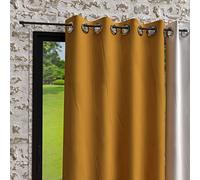 Soleil d'ocre Cortina con Ojales de Microfibra Lavada Boheme, Amarillo (Mostaza), 140 x 250 cm