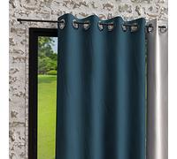 Soleil d'ocre Cortina con Ojales de Microfibra Lavada Boheme, Azul (Pato), 140 x 250 cm