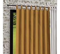 Soleil d'ocre Cortina con Patas de Microfibra Lavada Boheme, 140 x 250 cm, Amarillo (Mostaza)