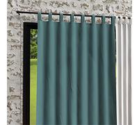 Soleil d'ocre Cortina con Patas de Microfibra Lavada Boheme, 140 x 250 cm, Azul (Celadón)