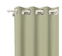 Soleil d'ocre Cortina Lisa con Ojales Antiarrugas Alix, Verde (Kaki), 140 x 180 cm