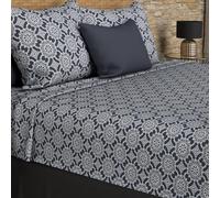 Soleil d'ocre ESMERALDA Set de sábanas de algodón 57 hilos, Azul, 260 x 300 cm