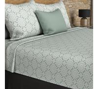 Soleil d'ocre ESMERALDA Set de sábanas de algodón 57 hilos, Verde, 240 x 300 cm