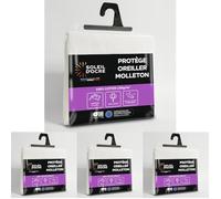 Soleil d'ocre Franela Funda Almohada de algodón Protector, Blanco, 65 x 65 cm (Paquete de 4)