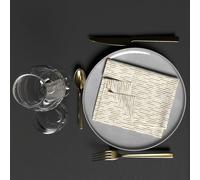 Soleil d'ocre, Juego de 3 servilletas Impresas de 40 x 40 cm, Oro Blanco