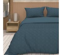 Soleil d'ocre, Juego de Funda para edredón 3D Microfibra 260 x 240 cm Gaia Azul petróleo
