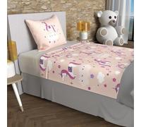 Soleil d'ocre, Juego de sábanas 180 x 290 cm LICORNES Rose, 100% algodón 57 Hilos/cm²