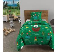 Soleil d'ocre Juego de sábanas PIRATAS de 140 x 200 cm, verde, 100% algodón de 57 hilos/cm2