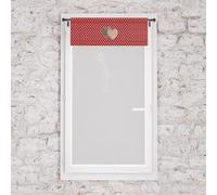 Soleil d'ocre LOVE Visillo para ventana algodón puro, Rojo, 45 x 90 cm